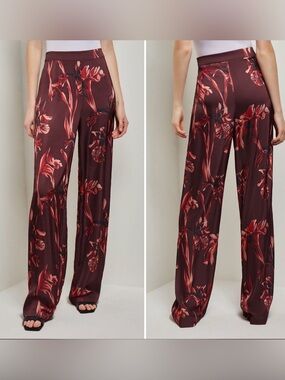 MISOOK burgundy Floral Pants in Venetian Rose